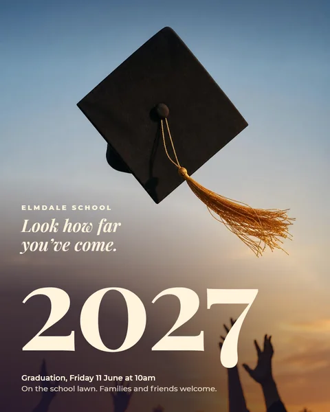 Example campaign, graduation: Class of 2027 at Elmdale School, Portrait post